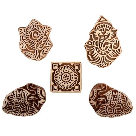 Set of 5 Piece New Mix Wooden Printing Block